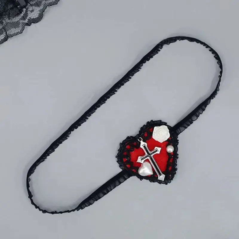 Lolita Anime Lace Eye Patch Cross Gothic Comfortable Eyewear ,Headdress ,Necklace Halloween Cosplay Party Accessories