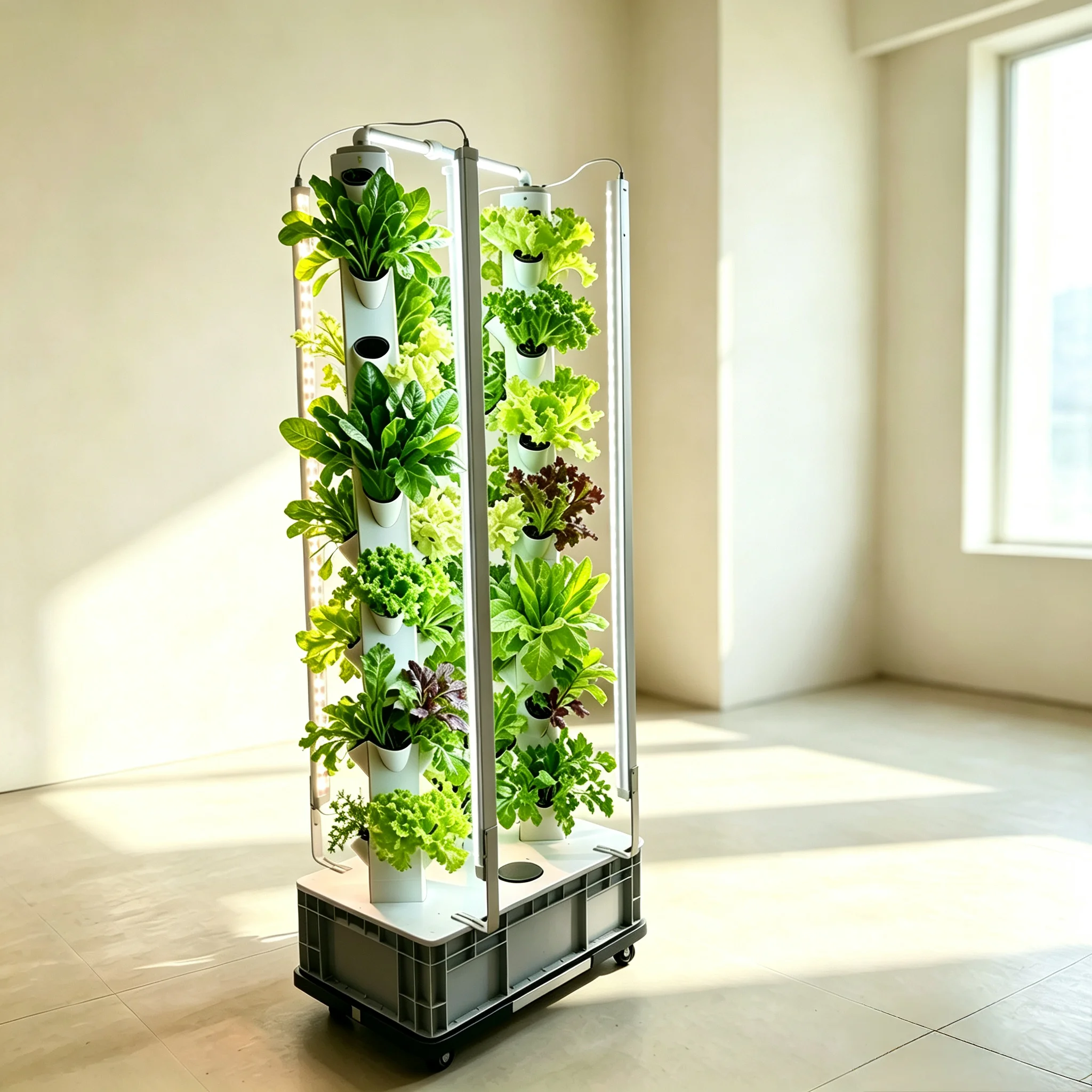 Hydroponic Growing System, Double Towers 56 Plants Hydroponic Tower with Led Lights for Indoor Outdoor Home Garden Greenhouse