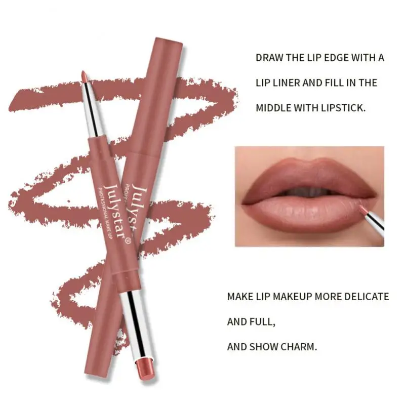 Single Double-ended Lipstick Pen Lip Liner Non-stick Cup Not Easy To Decolorize Matte Lipstick Portable Female Makeup Cosmetics