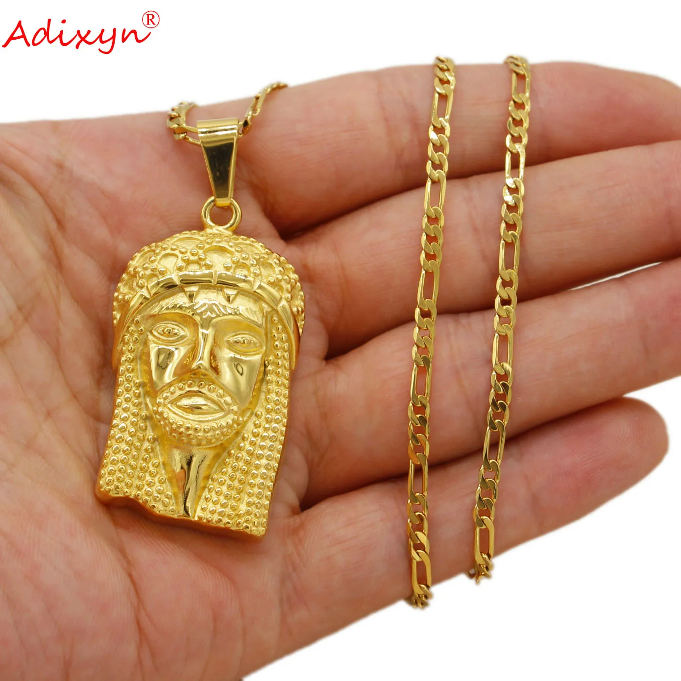 

Adixyn Stainless Steel Indian chief Pendant Necklace for Men Hip Hop Rapper Jewelry with 45cm Chain N03159