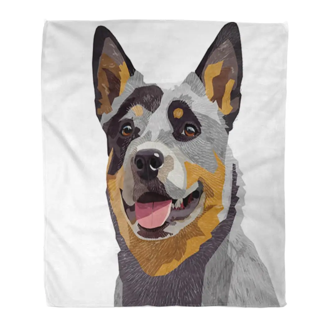 Australian Cattle Blanket Dog Heeler Portrait Throw Couch Cover Realistic Puppy Fleece Blankets Pet Lover Sofa Bedding Decor