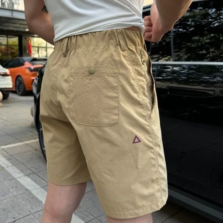 

Men's Summer Thin Four-Five Shorts Casual Loose Fit Elastic Waist Pure Color Short Pants Label Functionality Style