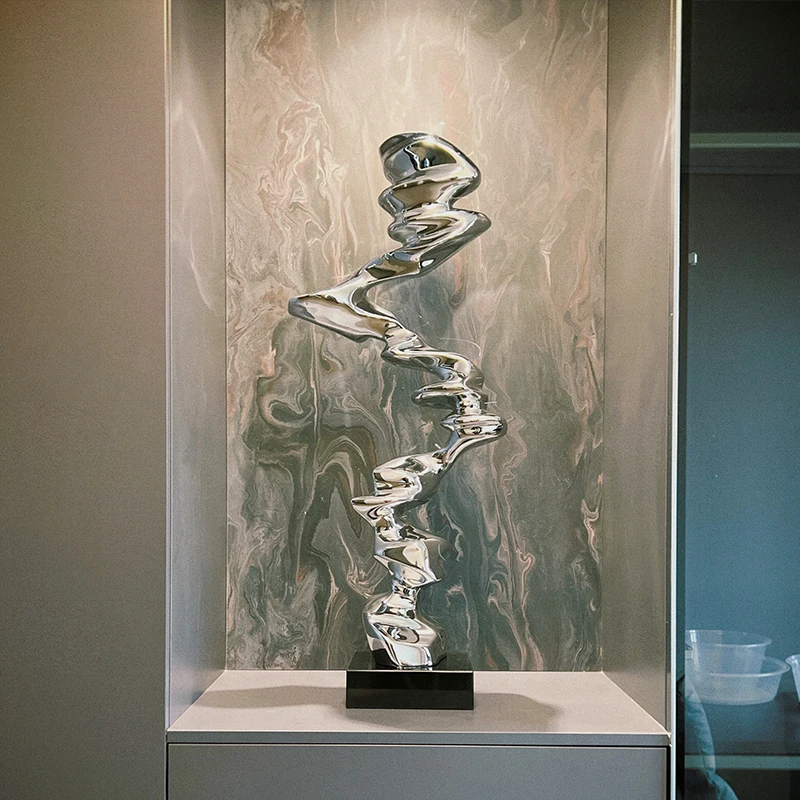 

Home Decor Luxury Abstract Art Sculpture Decoration,Living Room Foyer TV Cabinet,Hotel Display Cabinet 90cm Golden Decorations