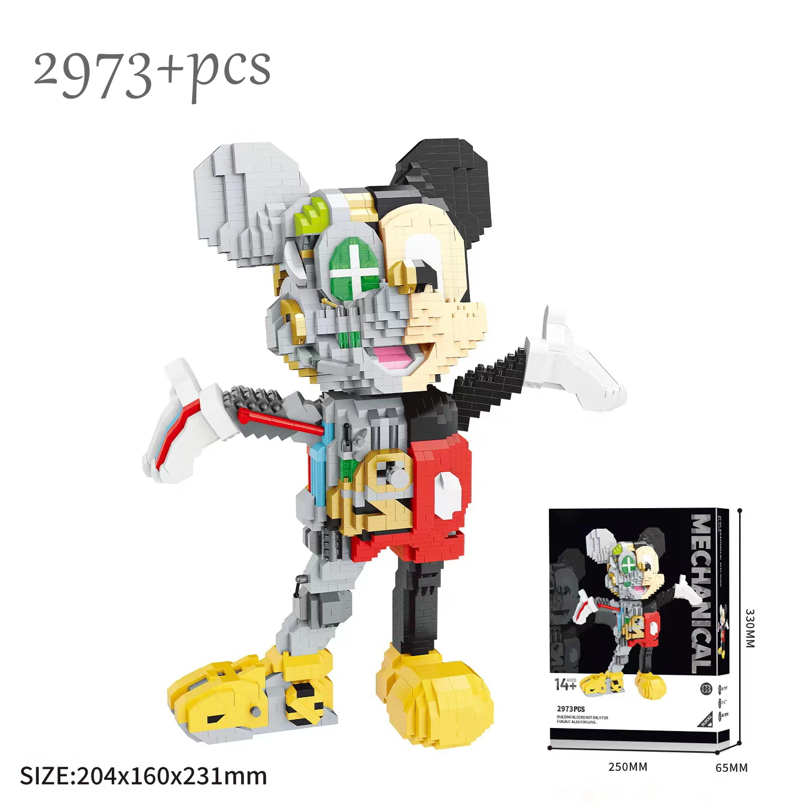 Nowy 3800 sztuk + Disney Mickey Mouse Mini klocki duży rozmiar kreskówka myszka miki kaczor Donald Model budynku Anime zabawki prezent na boże