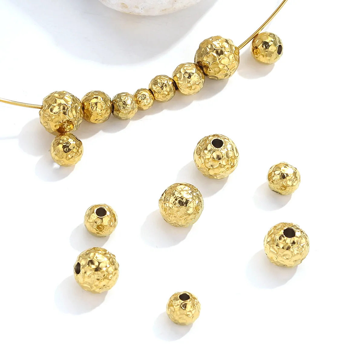 4mm/5mm/6mm/8mm Stainless Steel Meteorite Pattern Bead Spacer DIY Bead For Bracelet Necklace Making Jewelry Making Accessorie