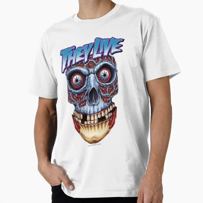 إنهم يعيشون نائم اقتباس عتيق في فيلم جون كاربنتر هدية الهالوين المخيفة تي شيرت كبير الحجم ملابس جرافيك الخيال العلمي #4