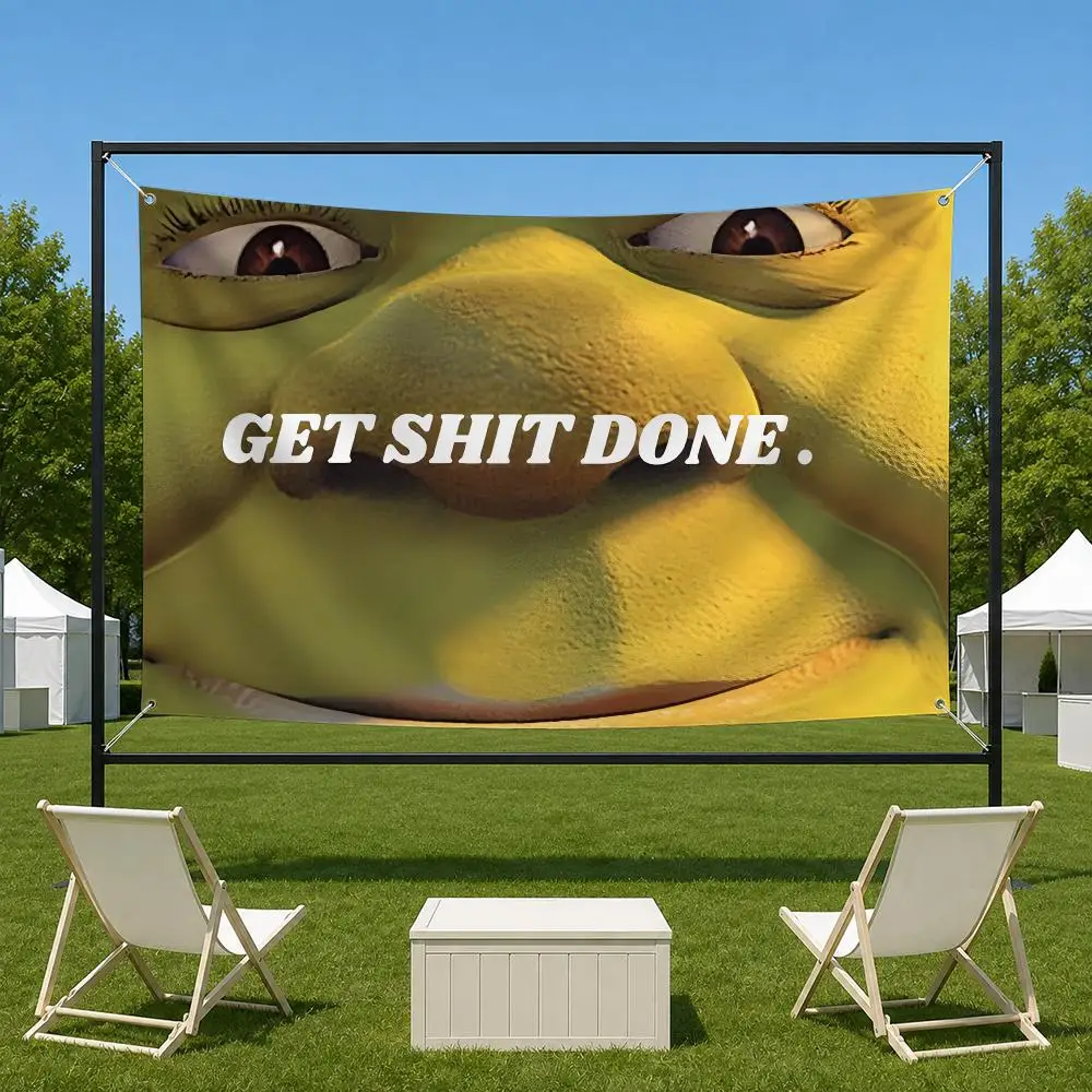 Kwaii Anime S-ShrekS Flags HD Printed Hanging Banner For Yard Camping Indoor Livingroom Wall Home Festival Party Decor