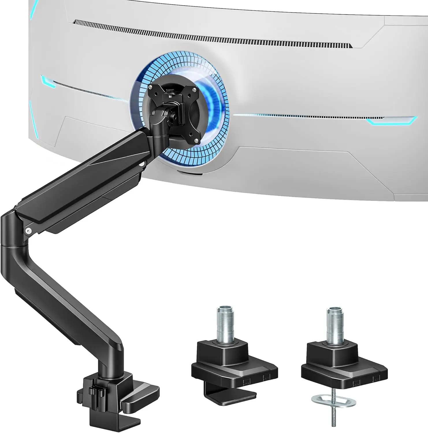 

Ultrawide Monitor Arm for 13-49 Inch Screens, Heavy Duty Adjustable Desk Mount with C-clamp & Grommet Base up to 40 LBS