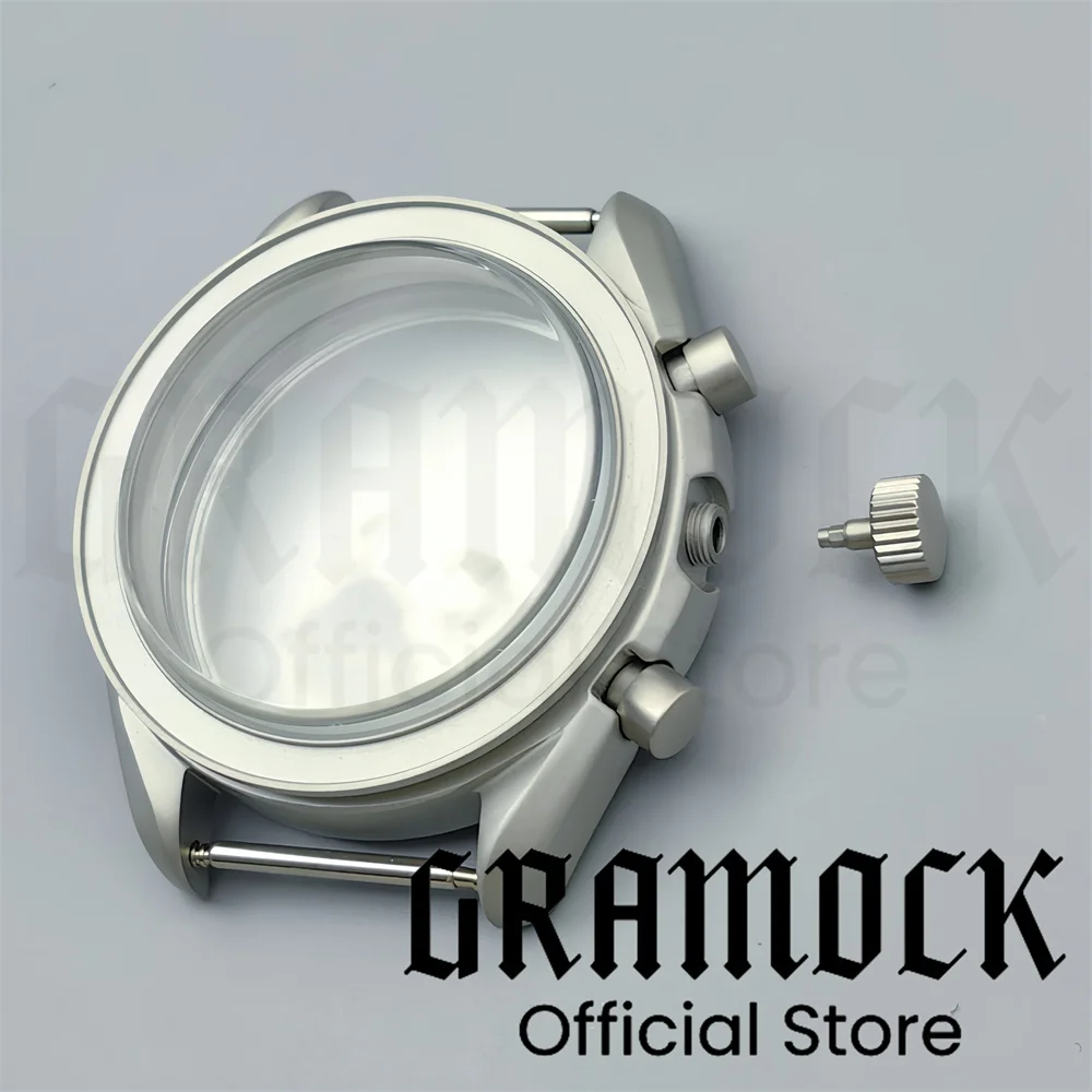 GRAMOCK 40 mm Vintage-Titan-Quarzuhrengehäuse, mehrfarbige Lünette, Mineralglas, passend für VK63 VK64 Uhrwerk, Herrenuhr-Zubehör