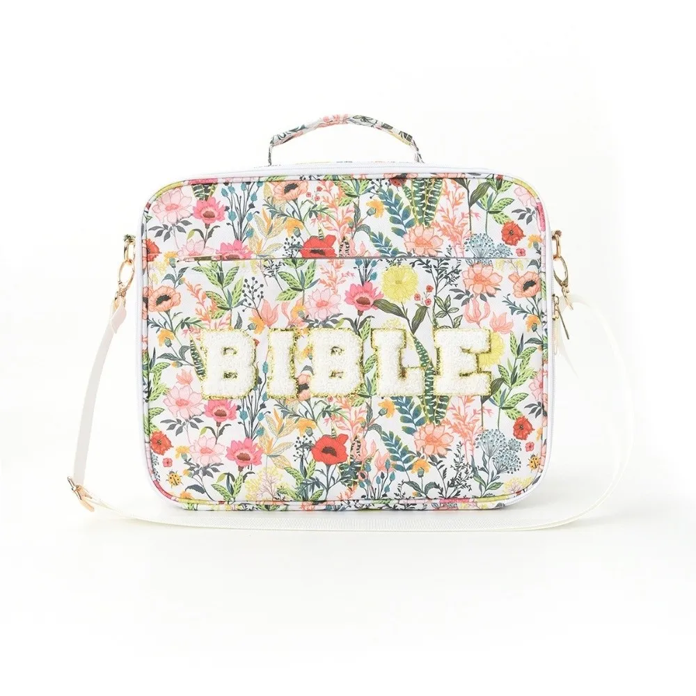 Portable Bible Cover Case Dustproof Large-capacity Bible Carrying Bags with Shoulder Strap Multilayer Book Storage Bag Women