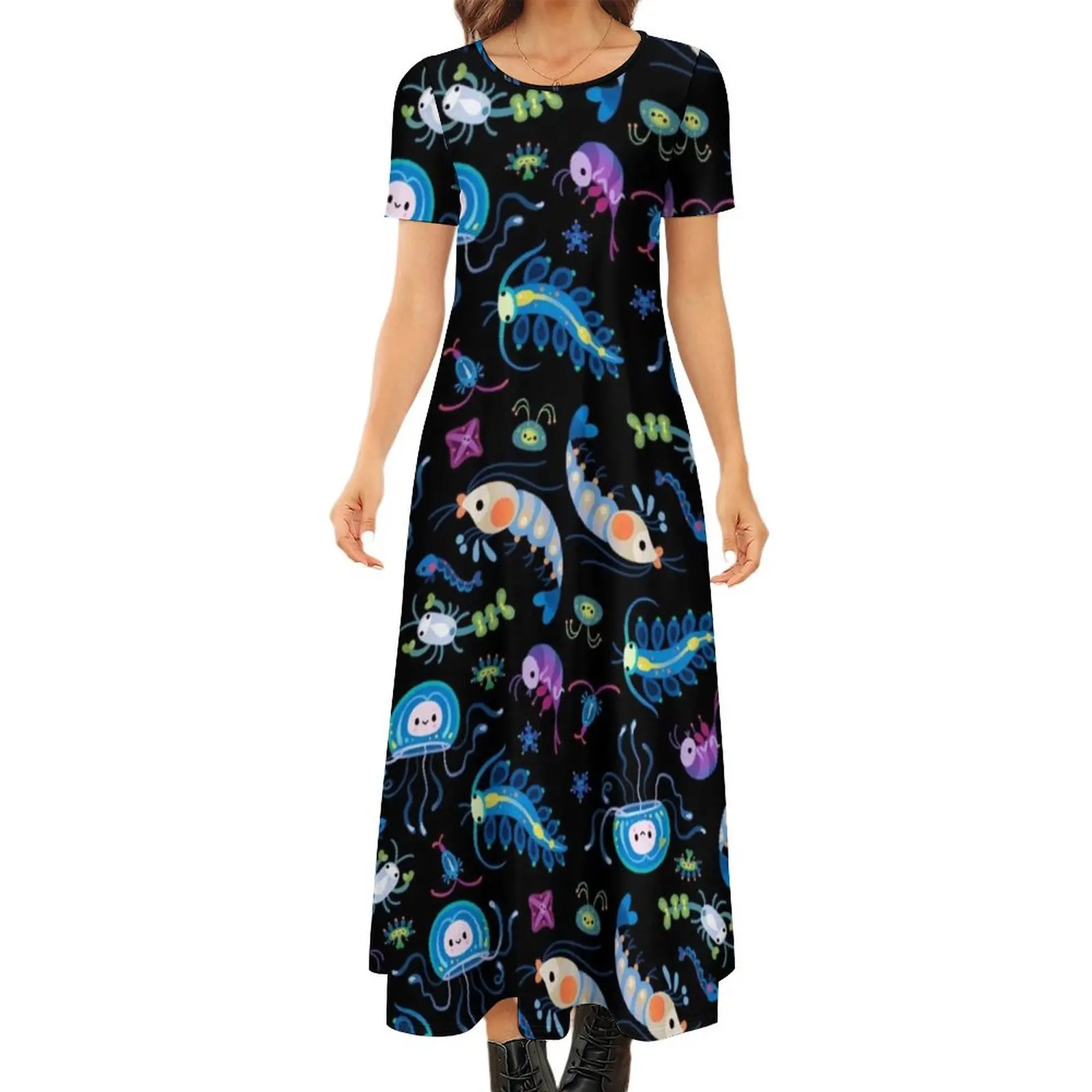 

Zooplankton Round Neck Short Sleeve Dress clothes for women Party dresses