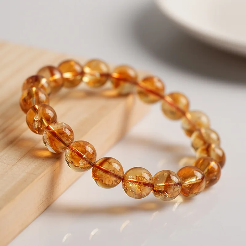 

Natural Citrine Beaded Bracelet Layered Yellow Crystal Beads Fashion Jewelry for Men and Women
