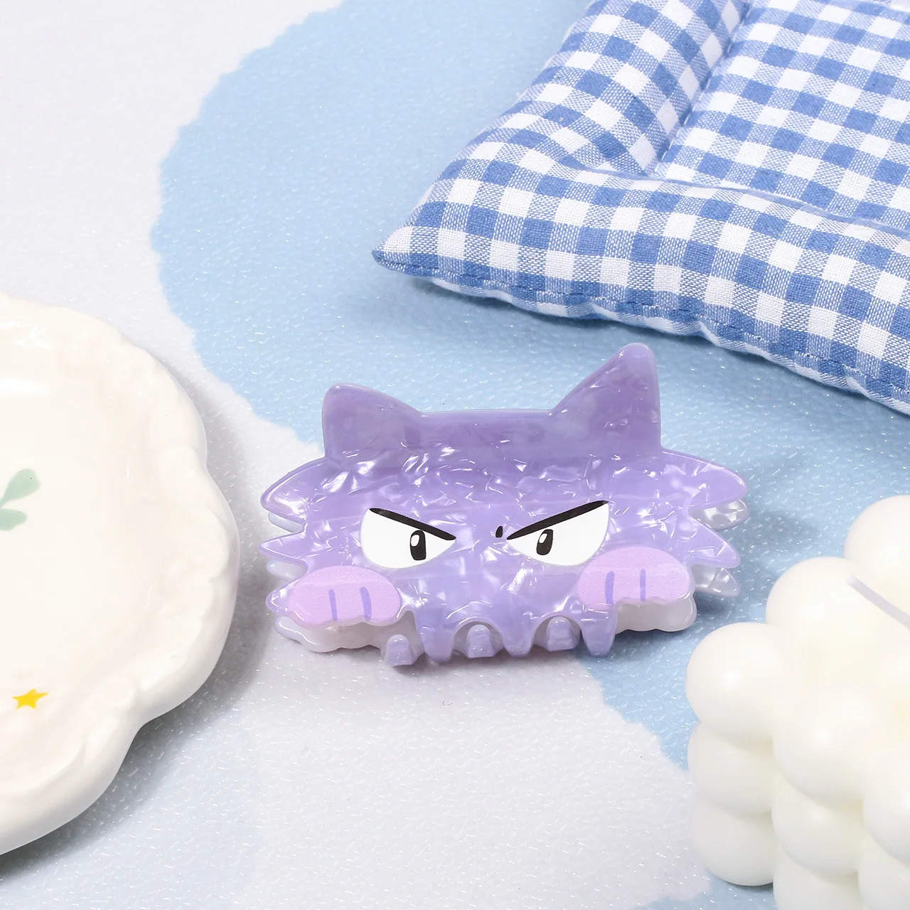 Новый милый покемон, изысканный мультяшный акриловый головной убор с царапинами для волос, заколка в виде акулы на спине