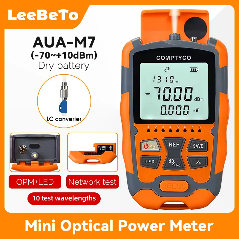AUA-M5/M7 3 in 1 FTTH Fiber Optic Power Meter LED Light SC/FC/ST Universal Connector -50~+26dBm/-70+10dBm Fiber Optical Tester