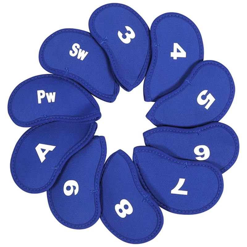 10Pcs Wedges Iron Club Protective Headcover Putter Protector with Number Tag Golfs Iron Club Head Cover Golfs Supplies