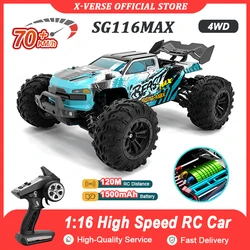 1:16 Off Road 4x4 RC Car ze światłami LED Szczotkowany lub bezszczotkowy samochód zdalnie sterowany 2.4G Szybki samochód zdalnie sterowany Wysoka prędkość 50KM/H lub 70KM/H 4WD