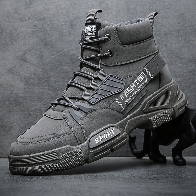 Outdoor Men Ankle Boots Platform Comfort Men Military Boots Non-slip High Top Working Shoes High Quality Leather Men Boots 2026