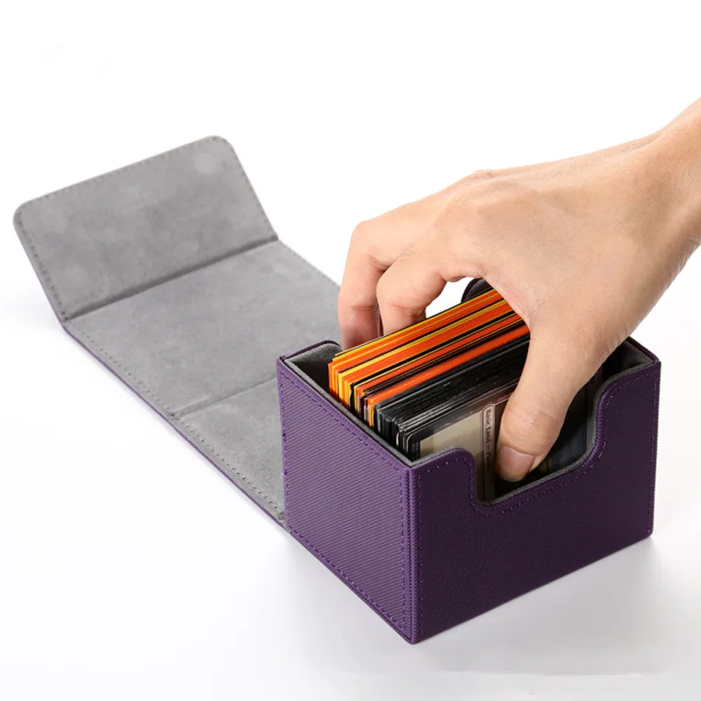 

Card Deck box Trading Card Storage Box Can Hold 100 + Single sleeved Cards Magnetic PU leather box