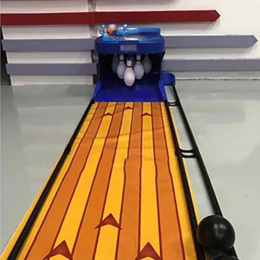 

Electronic Bowling Alley Game with Automatic Reset Lighting Simulation Sound Effect Foldable Indoor Family Game for and Adults