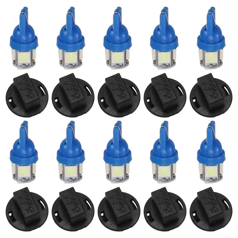 Powerful T10 194 168 LED Light Bulb PC194 PC195 PC160 PC168 Instrument Panel Gauge Cluster Dashboard Light Bulb Ice Blue 10PCS