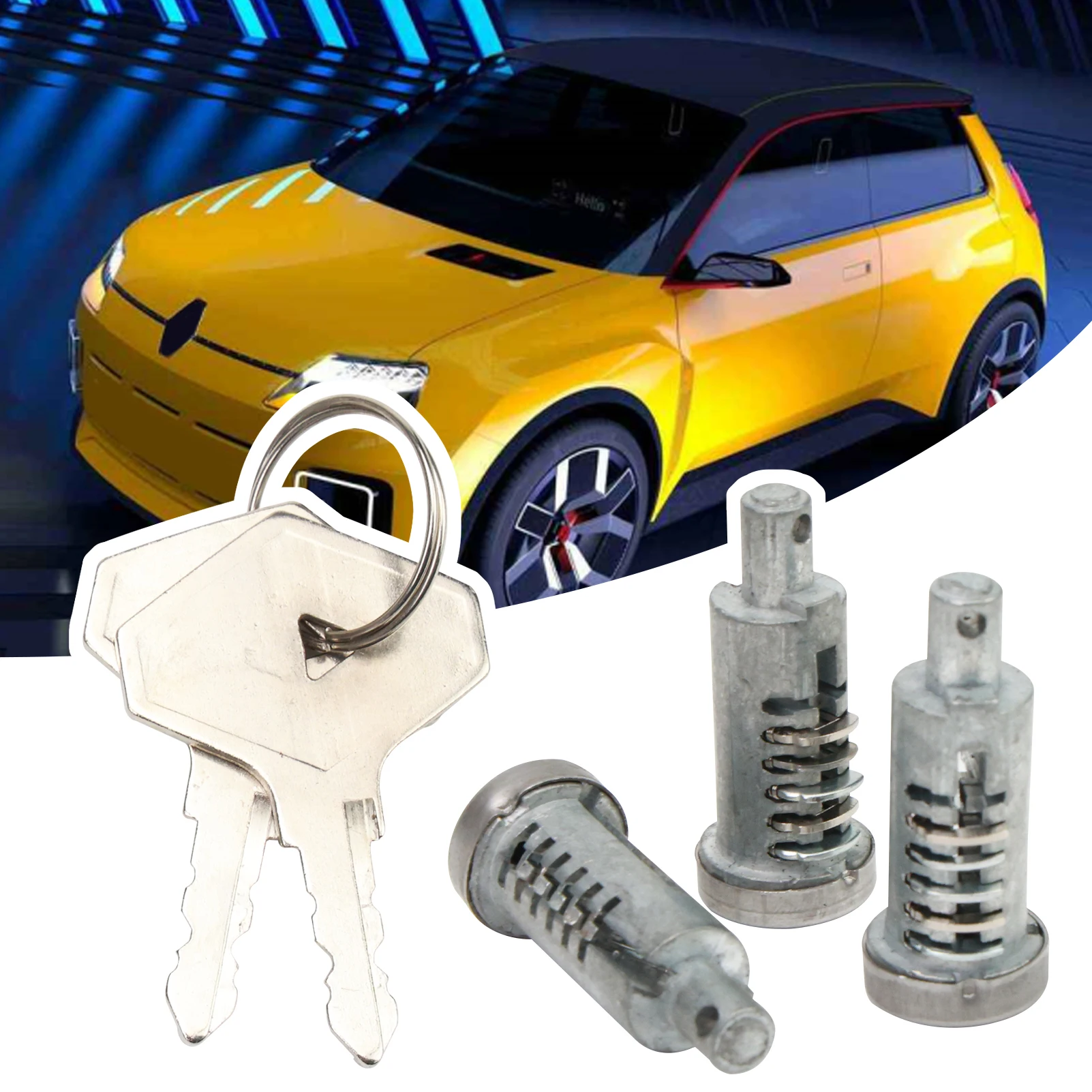 Cilindro de cerradura de barril y maletero delantero con 2 llaves para Renault R4 (4L), R6, R12, R15 y R17 1961-1992 7700547887 7700553344