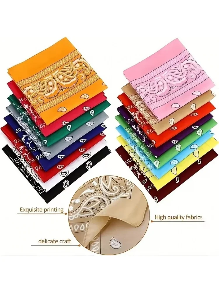 AliExpress 1/2/4pcs Cashew Flower Large Square Scarf Deformation Insect Paisley Hip Hop Square Scarf Street Dance Cycling Bandana