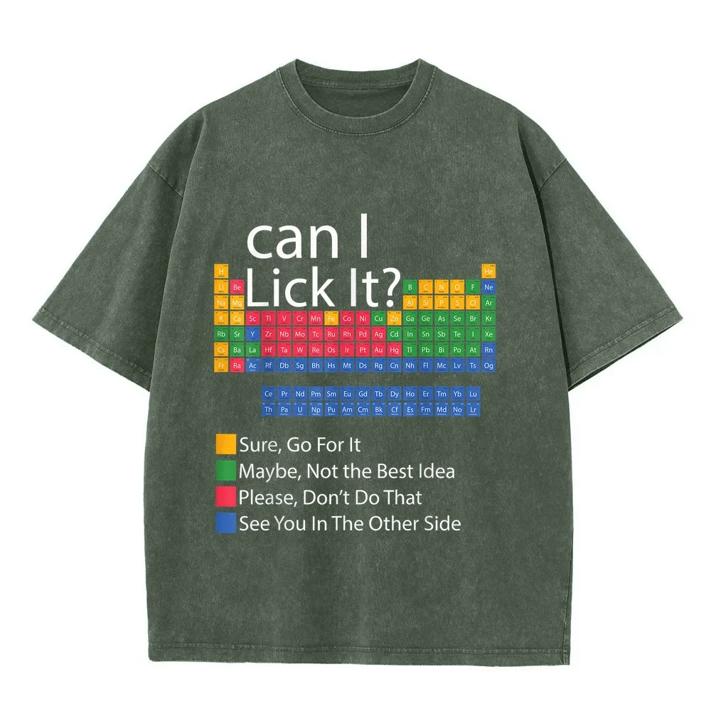 Can I Lick It Periodic Table of Elements Funny Science T-Shirt Men T Shrits めんずファッション Fitted Printed Cotton Tee Humor Shirt