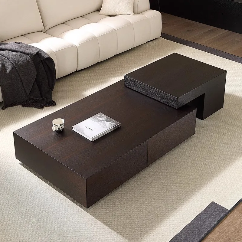 

Solid wood coffee table smoked color combination design light luxury modern creative minimalist high sense
