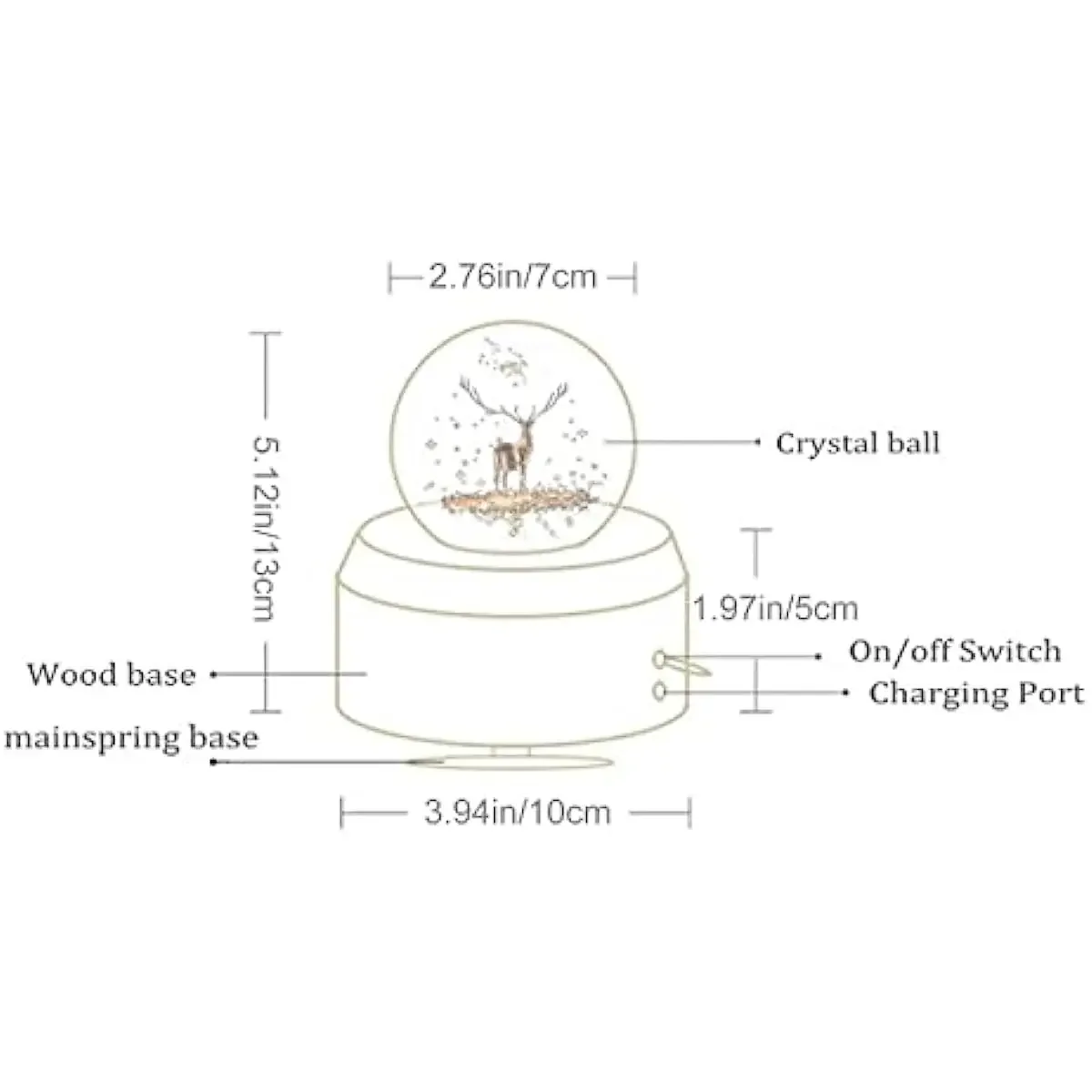 Crystal Ball 3D Music Box, with LED Night Light, Rotating Base, Crystal Night Light Suitable for Christmas, Thanksgiving