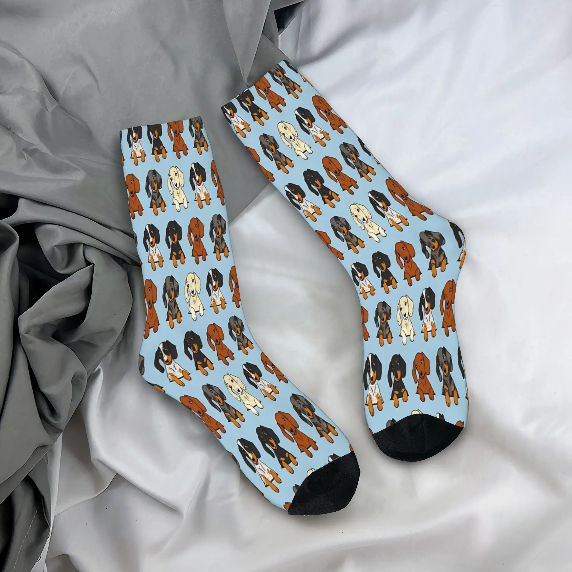 

All Breeds Dachshund Blue Socks Autumn Stockings Fashion Unisex Men Breathable Socks Pattern Skateboard Anti Skid Socks