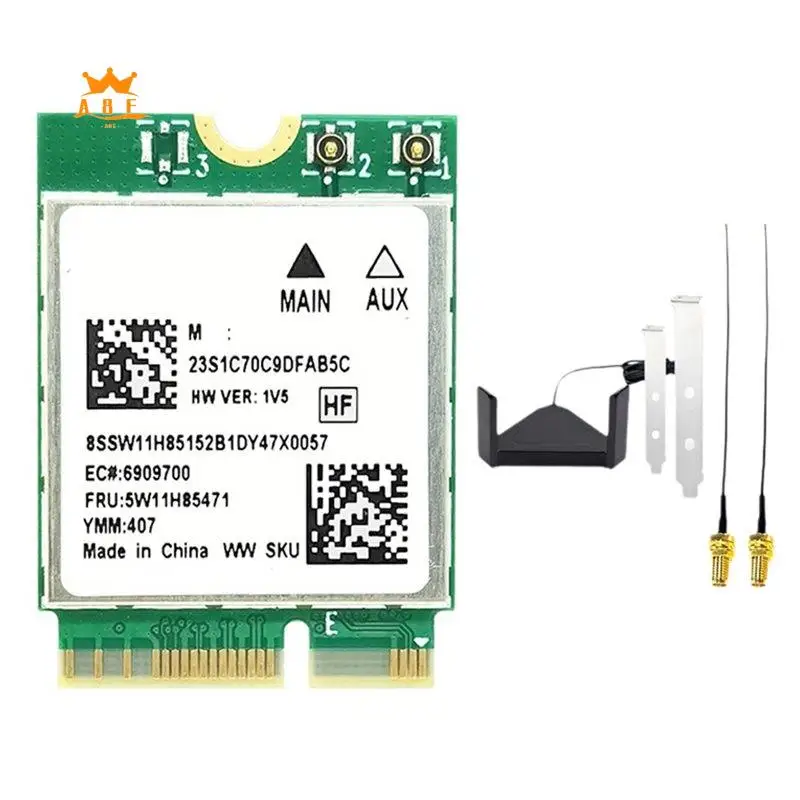 

A08E-RTL8922AE Wifi7 Card+Rotating Antenna 2.4G/5G/6G 6338Mbps Bluetooth5.4 M.2 NGFF Wireless Wifi Adapter Card For Win10/11