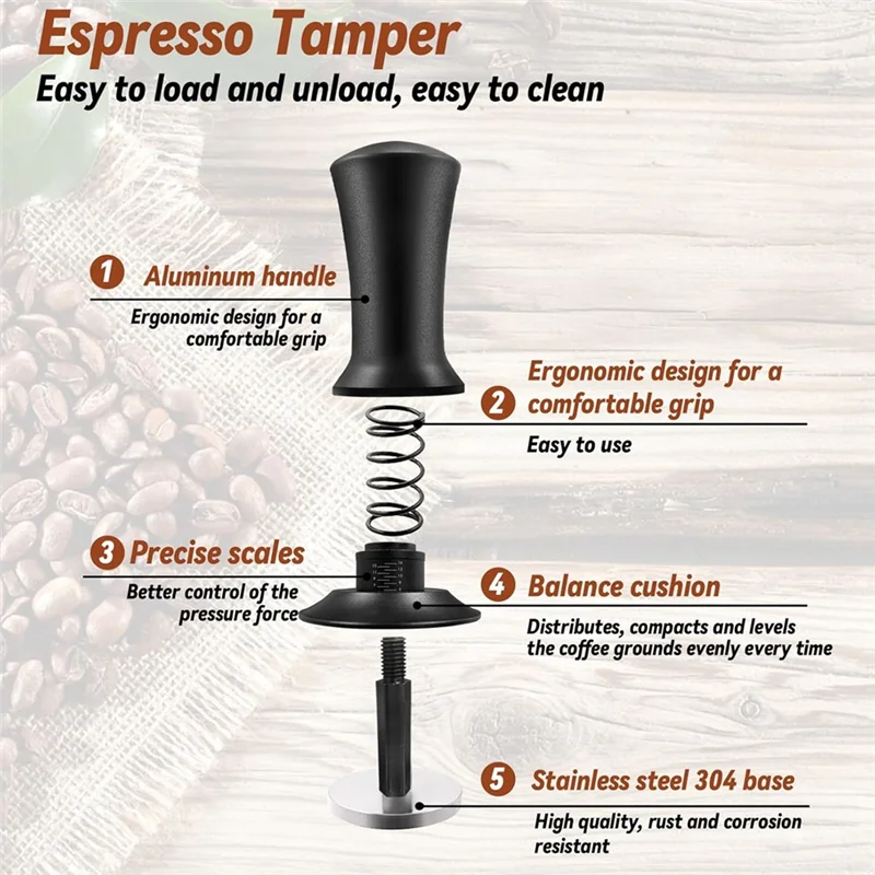 

AA76-22 PCS Espresso Accessories Coffee Espresso Tamper Set With Espresso Tamper, WDT Tool, Coffee Stirrer, Frothing Pitcher 51M