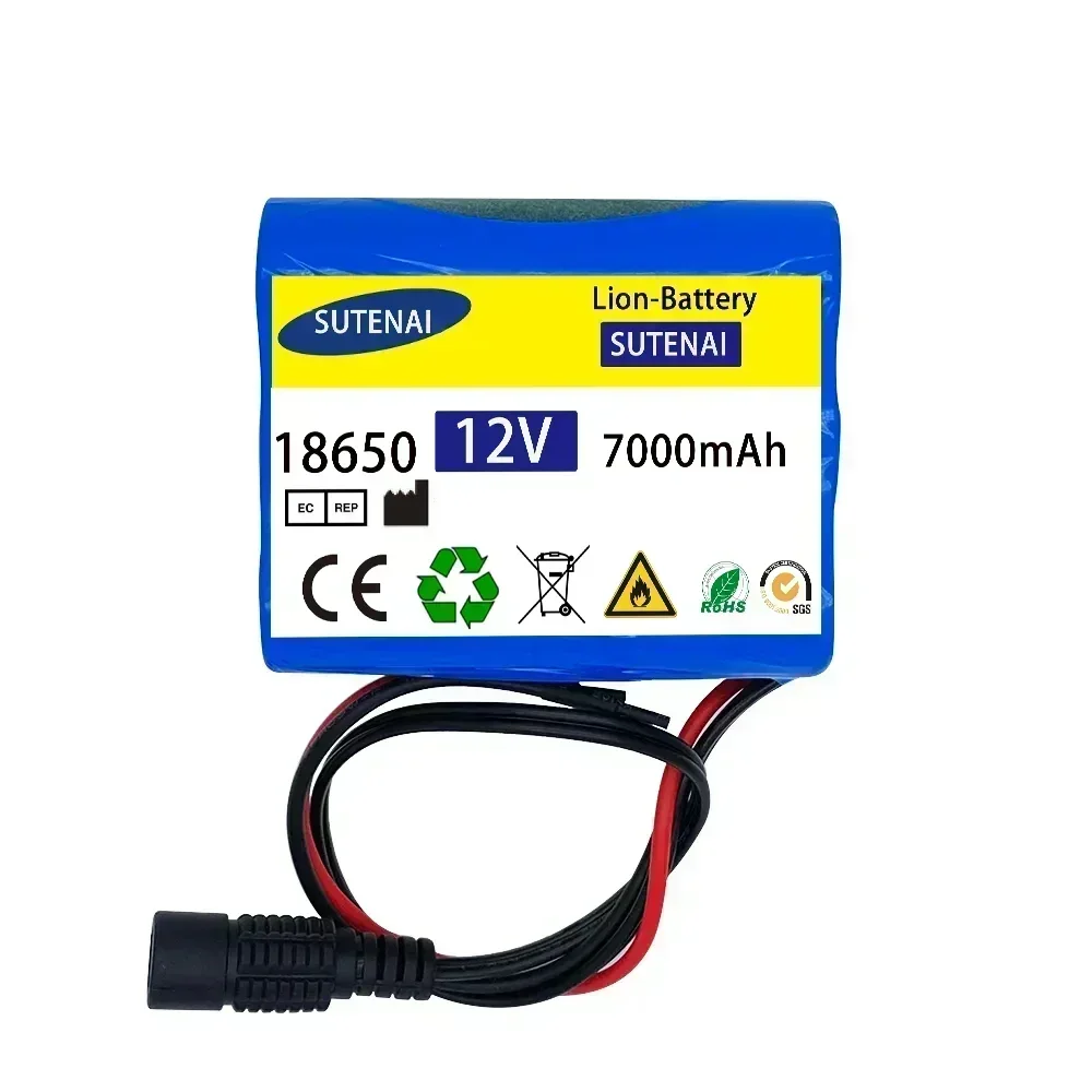 12V 7000mah battery 18650 lithium ion 7 ah rechargeable battery with BMS lithium battery pack protection board + 12.6V charger