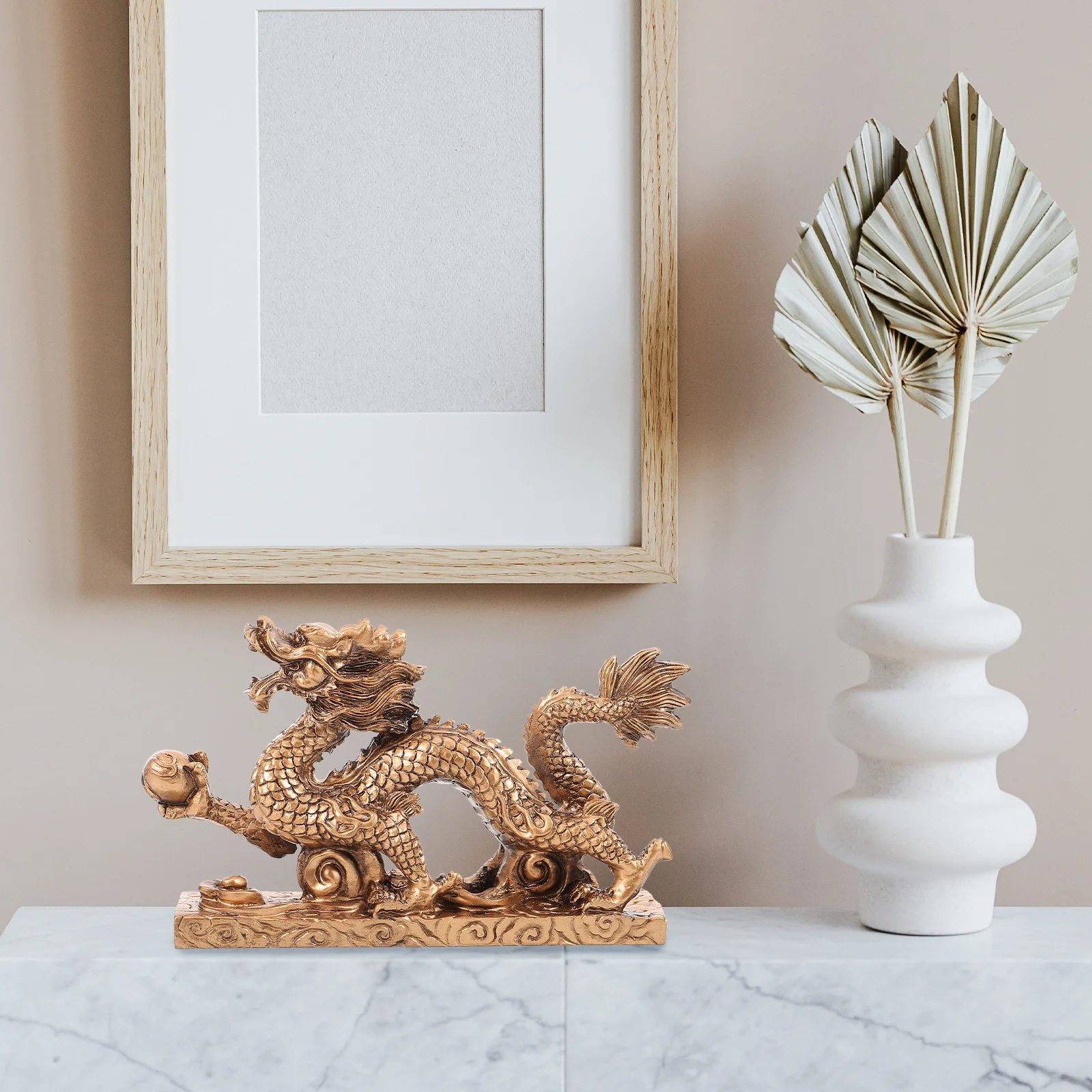 

Dragon Shape Resin Statue Ornament for Desk Table Decor Chinese Traditional Culture Symbol of Luck Wealth Home Office Gift