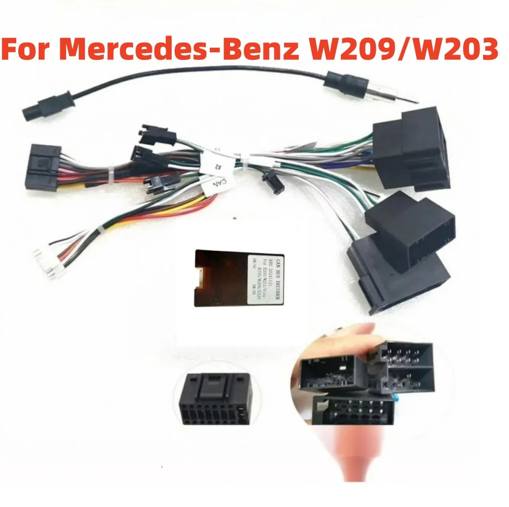 メルセデス・ベンツ-w209-02-06-w203-01-04-用-16ピン-androidラジオ配線ハーネスアダプター-canバスデコーダー付き