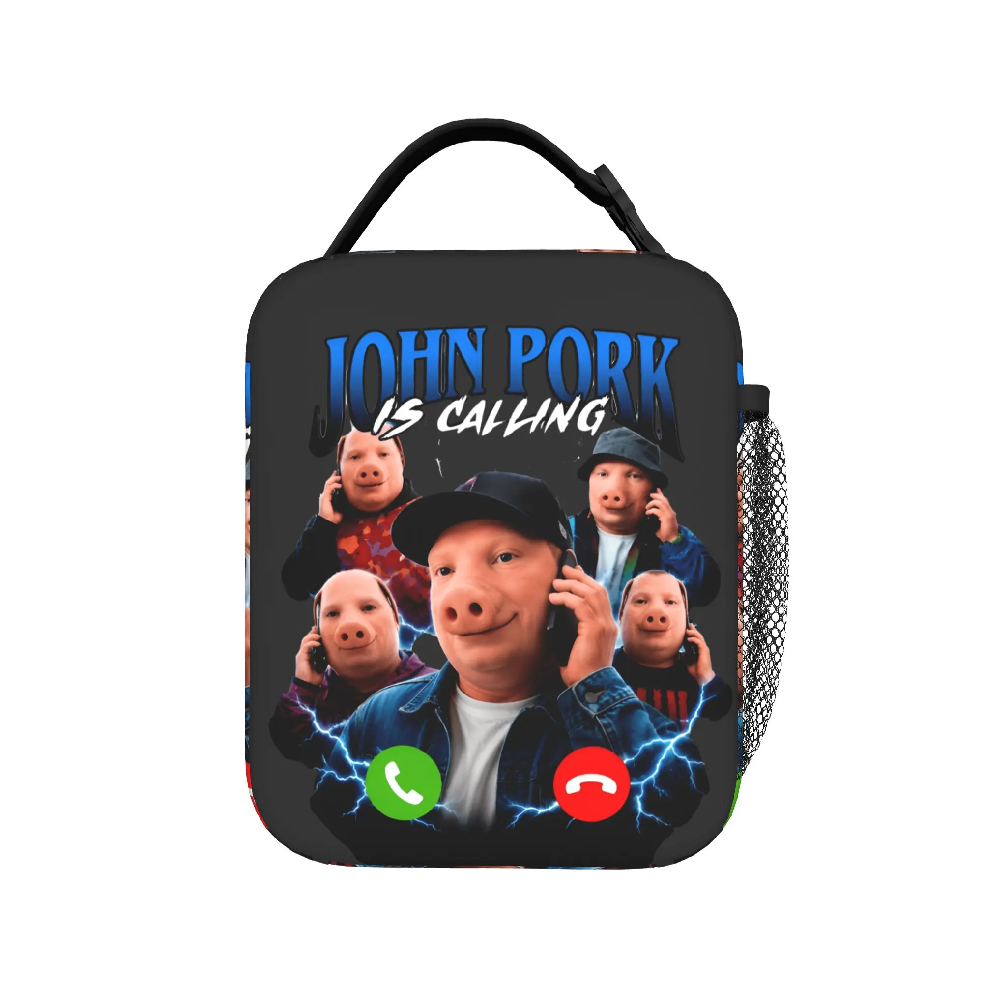 John Pork Pig Meme Lunch Bag  Funny Lunch Box Office Portable Thermal Lunch Bags For Unisex Oxford Graphic Design Cooler Bag
