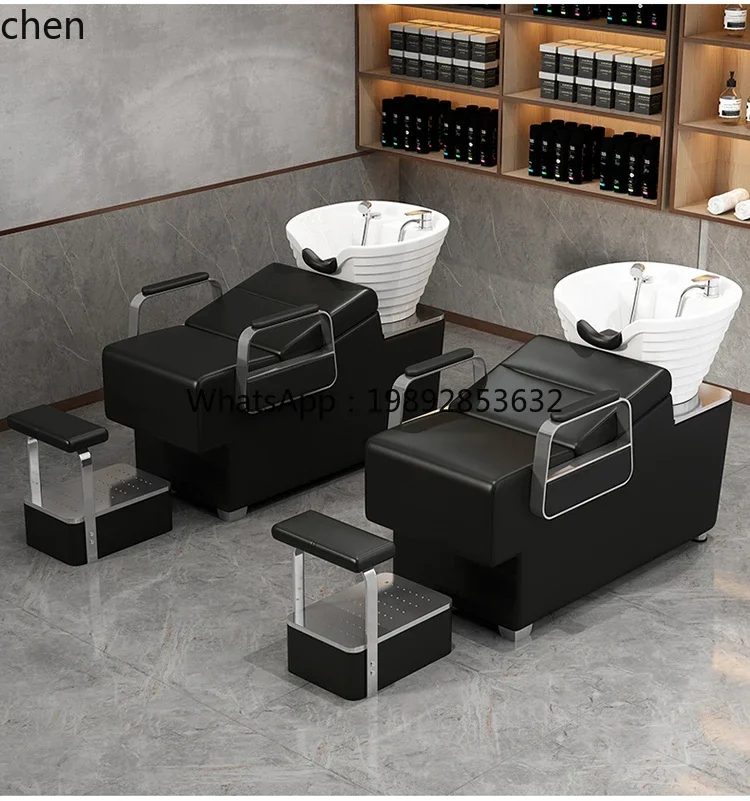 YFYshampoo سرير صالون حلاقة خاص لصالون الشعر سرير دافق حوض سيراميك شبه مستلق #5