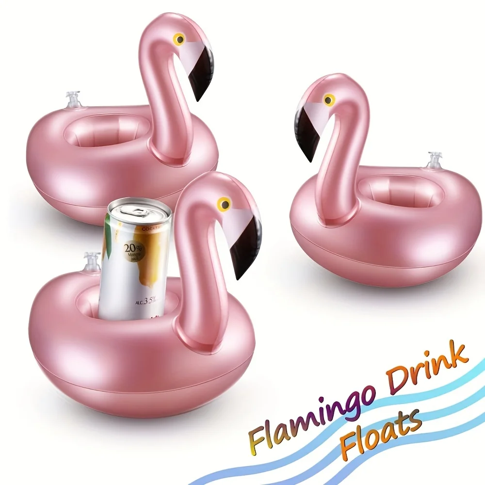 

3pcs Rose Gold Flamingo Inflatable Coaster - Add Fun and Style to Your Pool Parties and Beach Vacations!