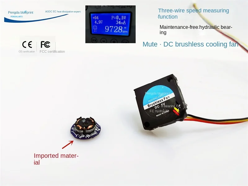 Pengda Blueprint 2006 Hydraulic Bearing with Speed Measurement 5V 0.034A Silent 2CM Micro Air Blower Cooling Fan20*20*6MM