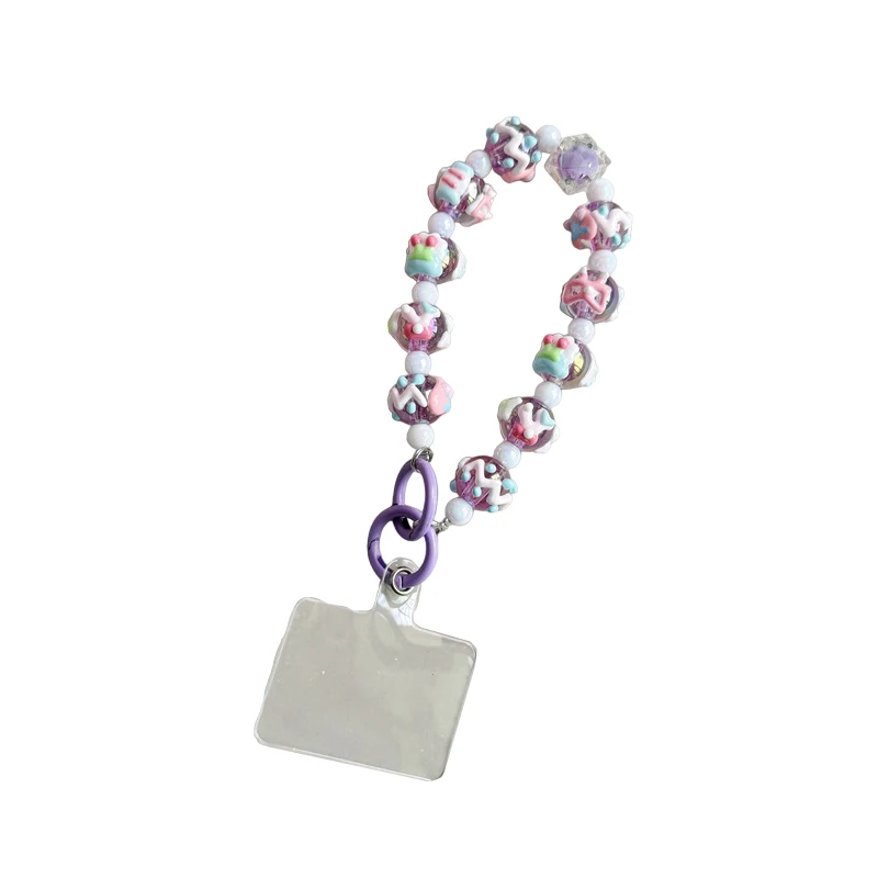 Porte-clés JOKeychain avec perles peintes à la main pour téléphone, dragonne anti-perte, bracelet, étui pour écouteurs, breloque Sweet Girl, décor de sac