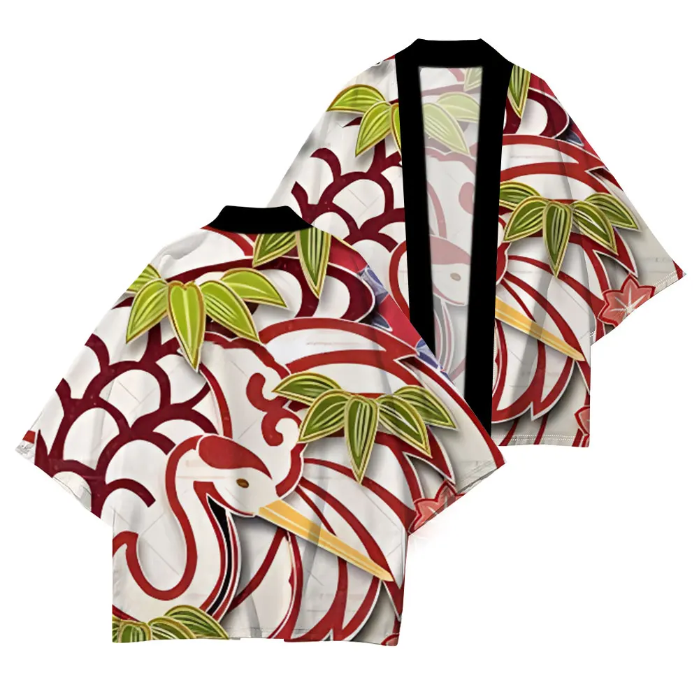 

2024 Spring New Trend Fashion Wisteria Flower Print Daily Casual Kimono Comfortable High-Quality Cardigan Half-Sleeve Clothing