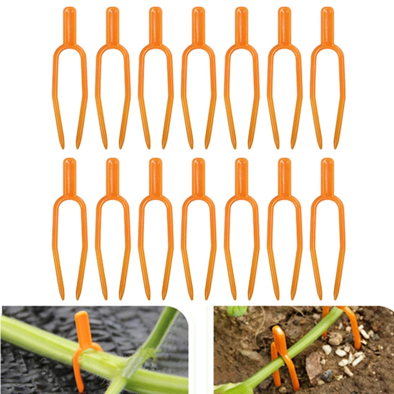 50pcs Plastic Vine Presses Strawberry Planting Fork Watermelon Vine Fastening Fixture Plant Shape Support Gardening Accessories