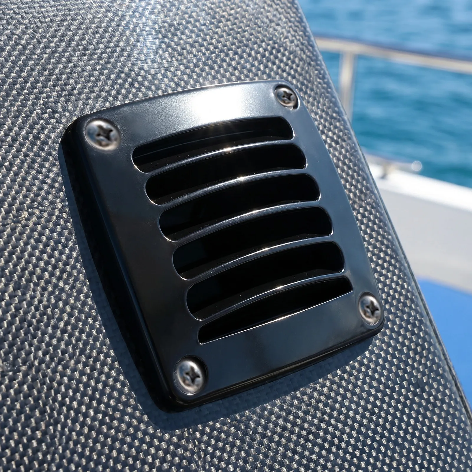 Marine Boat Vent 3.6 Louvered Flush Plastic Thru Vent Black Waterproof Replacement Part for Yacht Rv Hull Grill Cover Outdoor