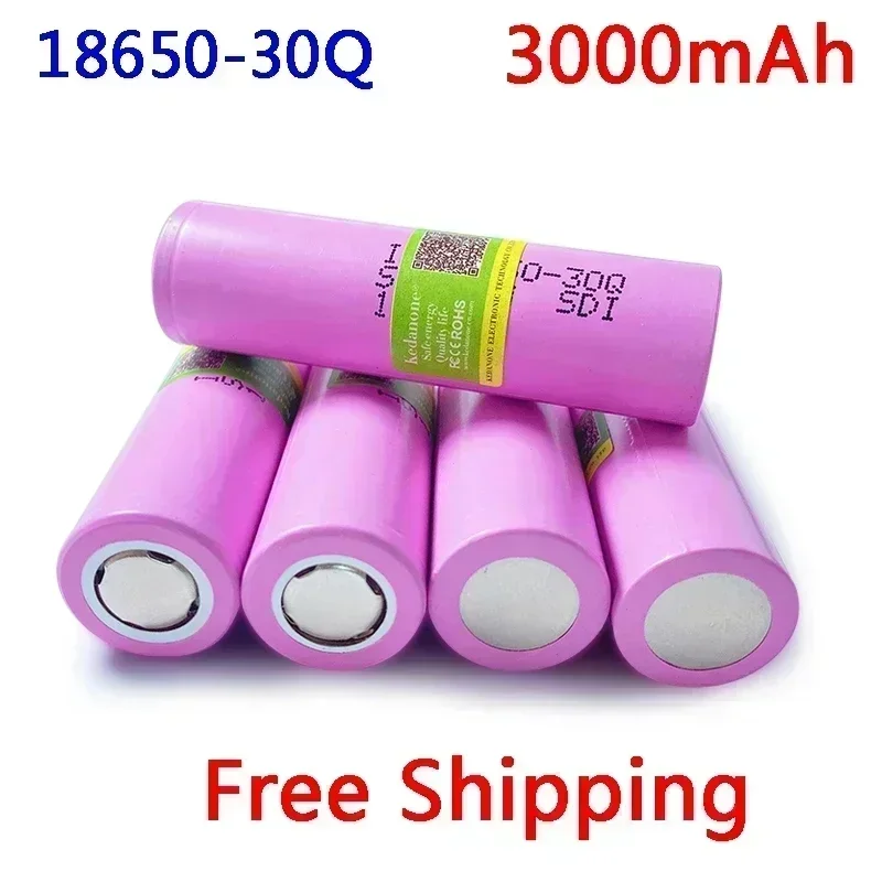 

100% - rechargeable lithium battery INR18650 30q, original, 3.7V, 3000mAh, 18650, for 3.7V electronic equipment+LED flashlight