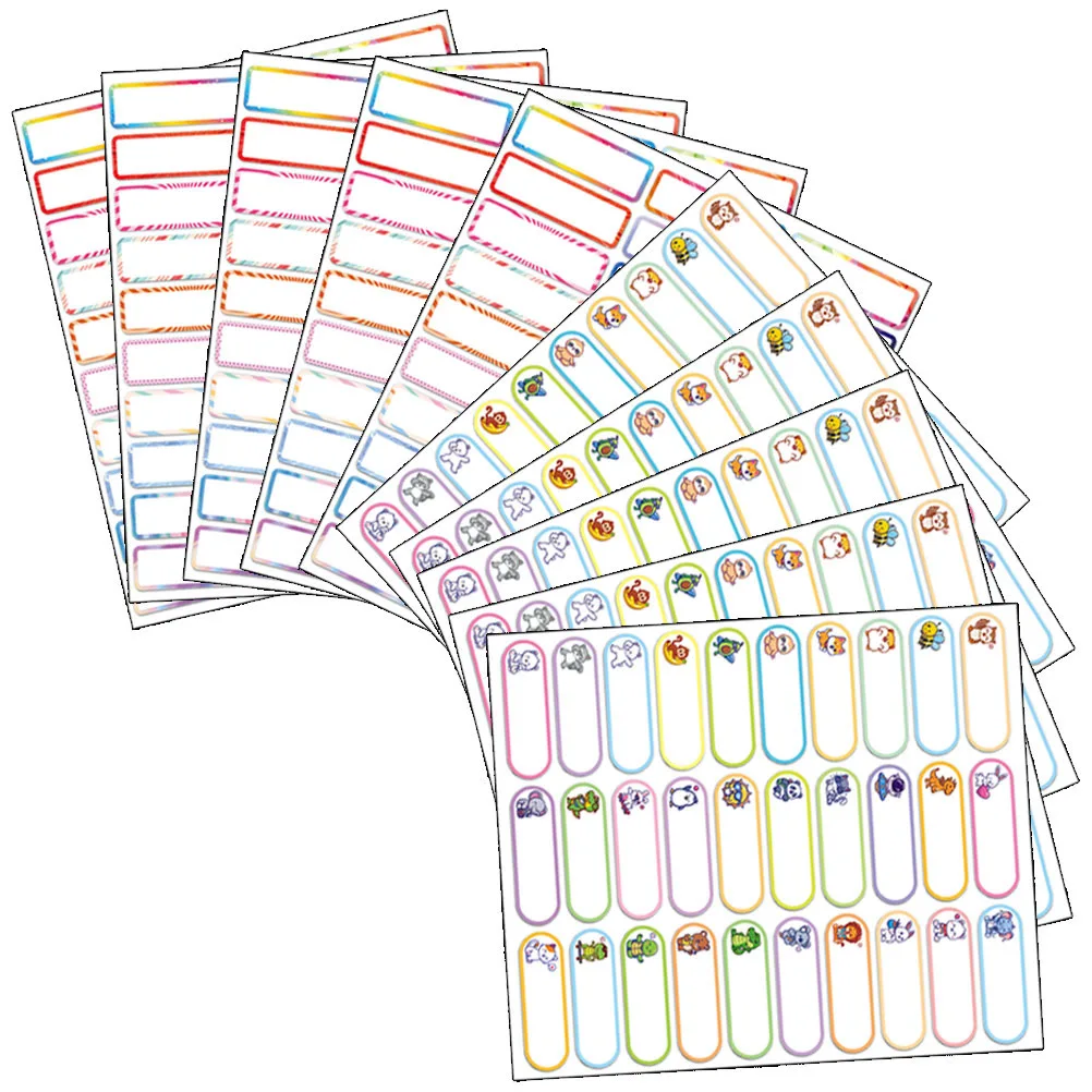 10 أوراق ملصقات علامات الاسم ملصقات لاصقة قابلة للكتابة لتنظيم الفصول الدراسية للاستخدام المنزلي علامات اسم فارغة لزجاجات المياه