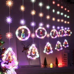 Christmas Light, Christmas Window Lights Indoor,3M 100 LED 8 Modes Christmas Star Curtain Lights, Battery and USB Operated Hangi