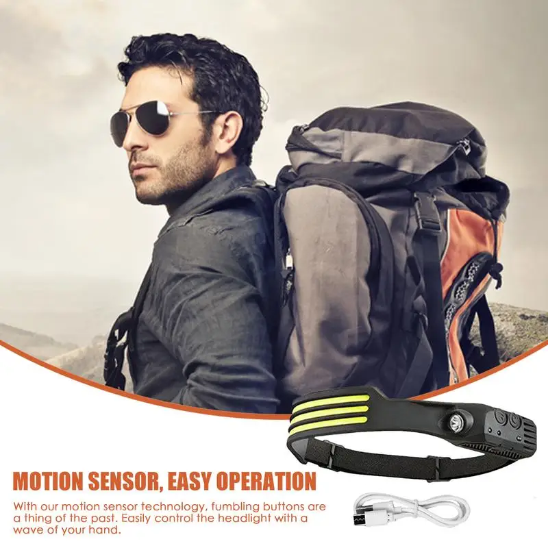 Motion Sensor Headlamp 4 Modes Bright Head Lights Motion Sensor LED Headlamp Rechargeable Running Headlamp For Camping Cycling