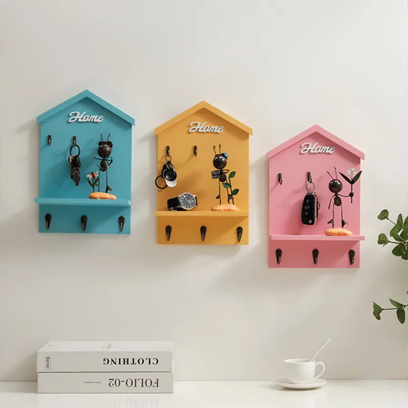 

American Room Type Wall Hanging Key Storage Box Porch Decoration Wooden Wall Handicraft Key Box