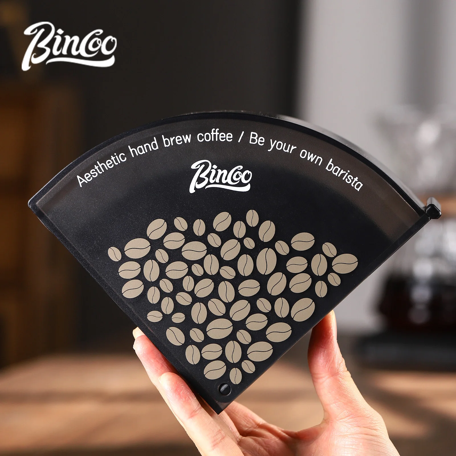 Bincoo Fan-shaped Coffee V-Filter Paper Storage Box Dustproof Barista Tool with Storage Rack Hot Sell