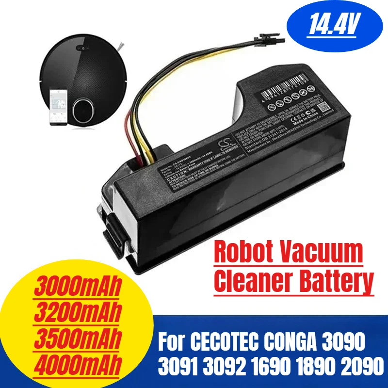 

For CECOTEC CONGA 3090 3091 3092 1690 1890 2090 Robot Vacuum Cleaner Battery Pack 14.4V 4000mAh Battery